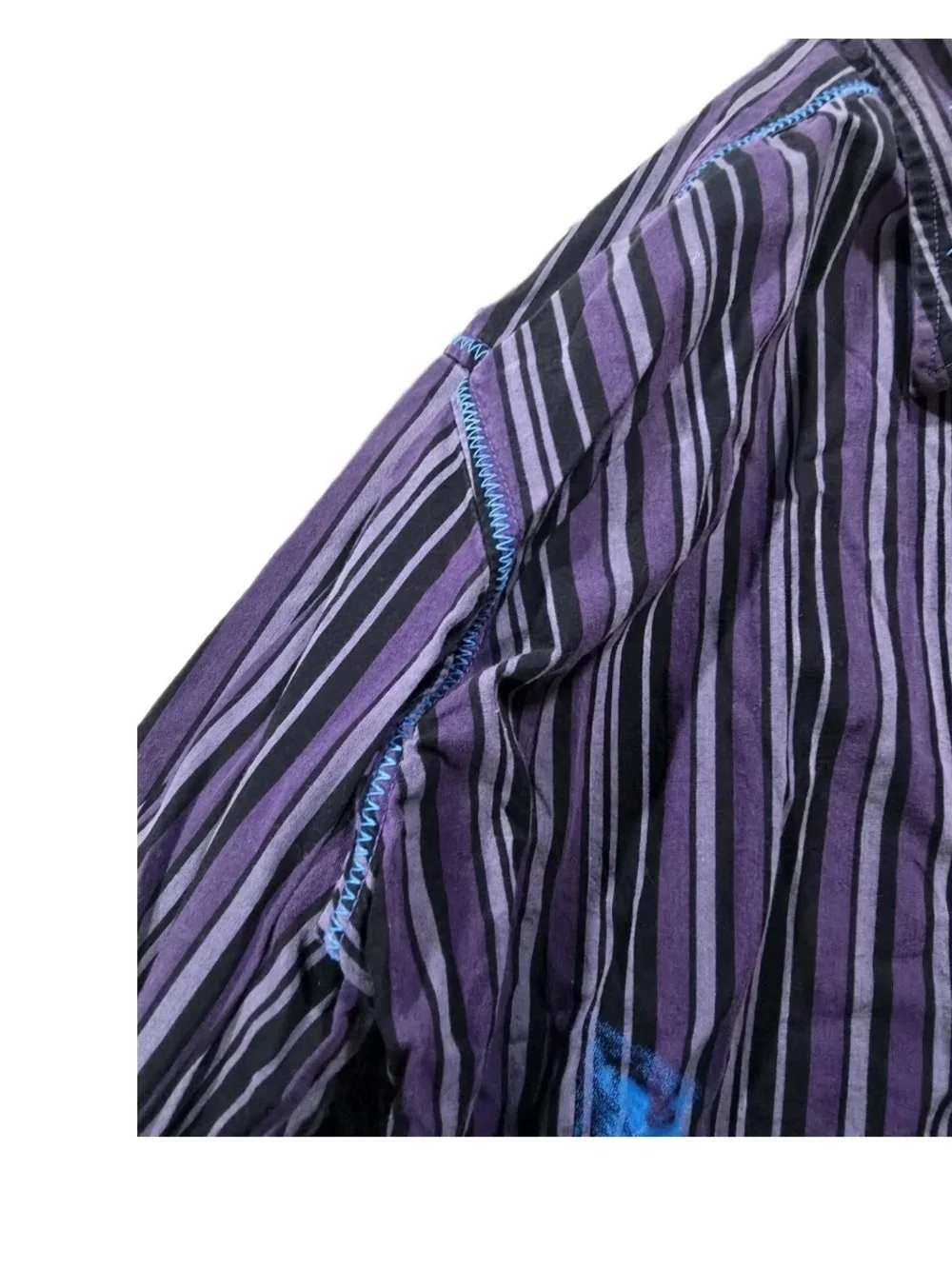 VTG Rare Jimi Hendrix Men  Black & Gray Striped ButtonDown Shirt Blue Graphic XL